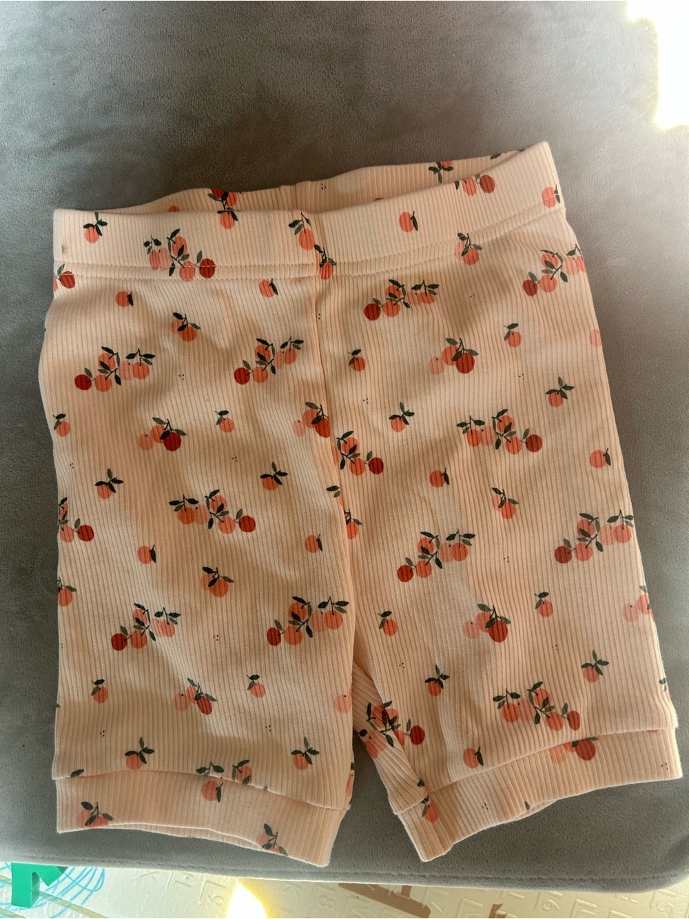 Petit Lem Peach Print Ribbed biker Shorts